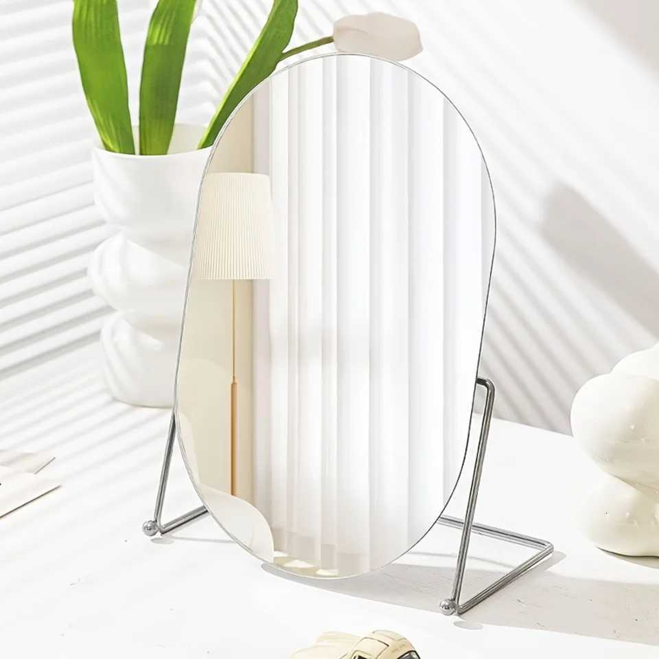 1pc Luxury Oval Makeup Mirror With Stand Rotatable High-Definition Vanity Mirror Bedroom Tabletop DecorT251213