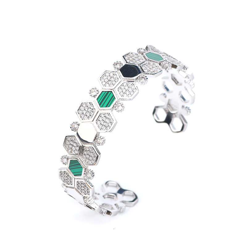 Creative Hexagonal Honeycomb Bracelet Ring Set Fashionable Personalized Inlaid Mother-of-Pearl Hand Jewelry