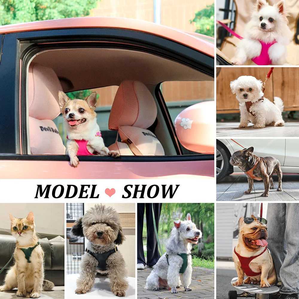 PU Leather Dog Harness Leash Set Durable Puppy Dog Harnesses Soft Pet Vest With Walking Lead For Small Medium Dogs Chihuahua Pug M251213