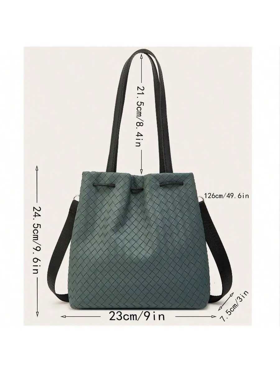 2025 New Woven Handbag PU Material with Tassel Accessories Fashion Bucket Bag Womens Shoulder Bag Ideal for Daily Use andT251213