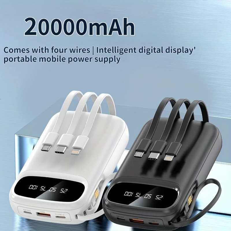 20000mAh 4 in1 Built-in Cable Power Bank 225W Fast Charging Portable Charger tra Slim External Battery for IPhone H251213