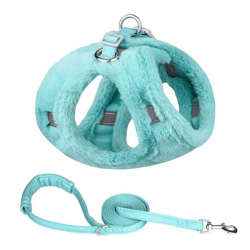 Thicken Fur Puppy Dog Harness and Leash Set for Small Dogs Winter Warm Pet Cat Harnesses Bichon Lead Chain mascotas Accessories M251213