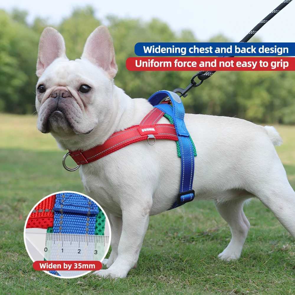 Dog Pet Chest Harness Wide Webbing Two-Color Contrasting Four Seadon Dog Harness Nylon Handle Outdoor Dog Walking Reflective M251213