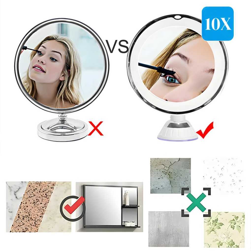 Led Make-up Mirror With LED Light 360 Swivel ABS Magnifying Makeup Mirror For Traveling Twist Locking Suction Cup Vanity MirrorT251213