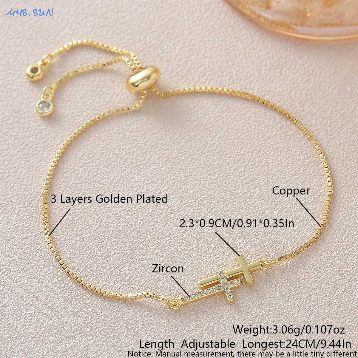 MHSSUN Gold/Silver Color Double Cross Chain s Classic Cubic Zircon Daily Party Jewelry Adjustable For Women Men M251213