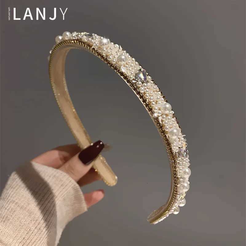 Haiand for wen wens hair accories bands slim design with gear and anti slip hairpin summer rhinestone pearl band Y251213