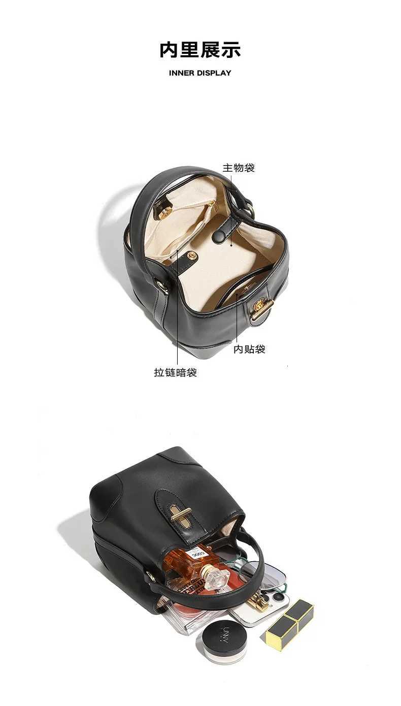 New Arrival Ladies Genuine Leather Handbag Fashion Luxury Trendy Simple Bucket BagT251213