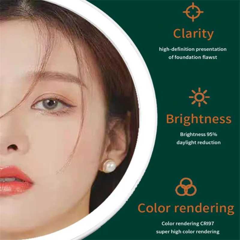 New USB Charging LED Makeup Mirror With Light Ladies Lamp Desktop Rotating Vanity Round Shape Cosmetic Mirrors For Bedroom 20T251213