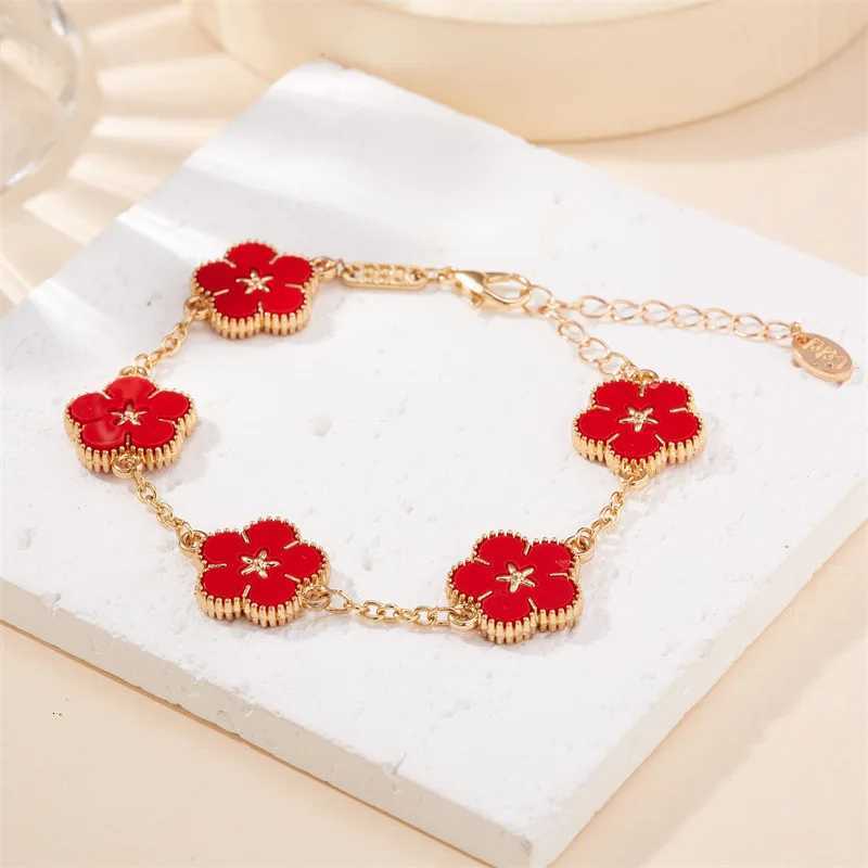 Yupsk Fashion Five Flower Charm For Women Girls Colorful Imitation Fritillary Gold Color Chain s Jewelry Gift M251213