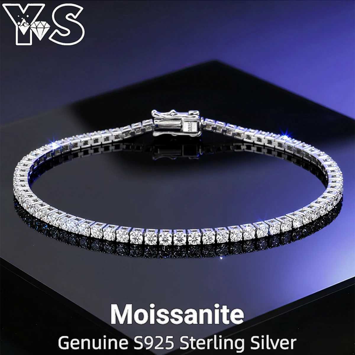 S925 Silver Sparkling Moissanite Tennis 2mm Diamond Minimalist Luxury Jewelry Women Girls Hip Hop Style Everyday Gift M251213