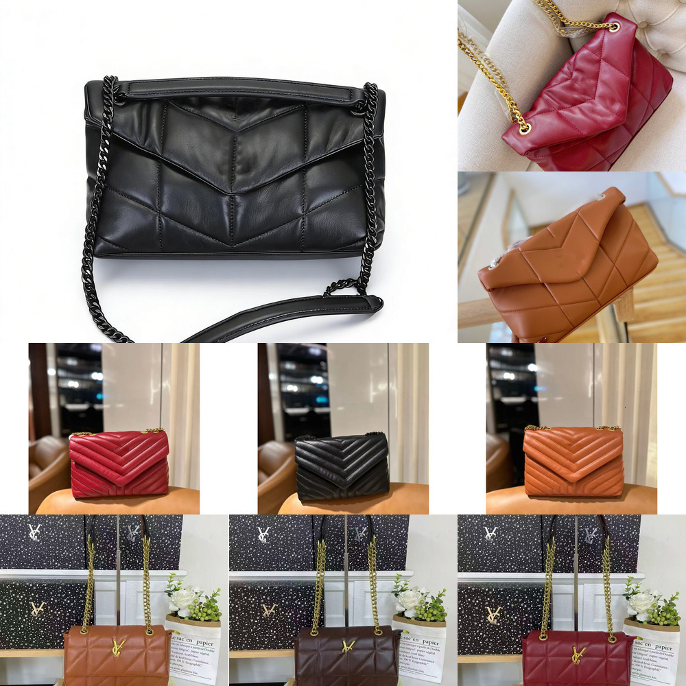 Classic Designer bag Soft Sheepskin Shoulder Bags Women Loulou Puffer Genuine Leather Handbag Crossbody Bags Envelope Bag Chain Cross Designer Handbags 63