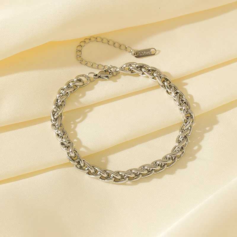 EILIECK 316L Stainless Steel Silver Color Chain Thick Bangle Waterproof Jewelry Statement Metal Wrist Chain Girls Gift M251213