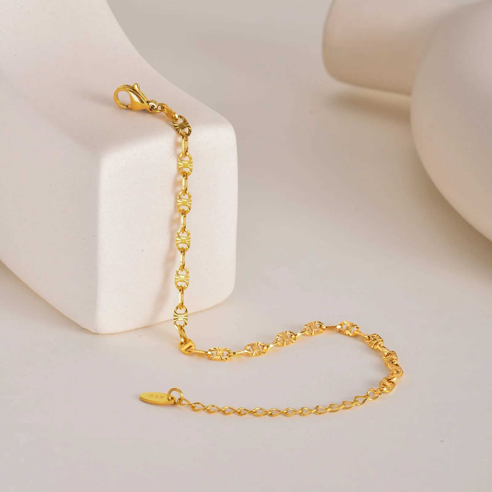 Simple Handmade Chain s for Women GirlsGold Color Stainless Steel Lucky Wristband Birthday Gifts for Her M251213
