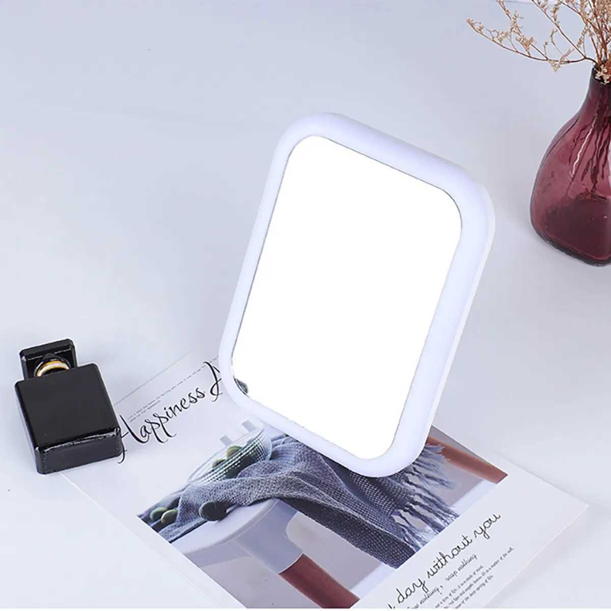 LED Makeup Mirror with LED Light Touch Screen Portable Standing Folding Vanity Mirroir Adjustable White Pink Household DormitoryT251213