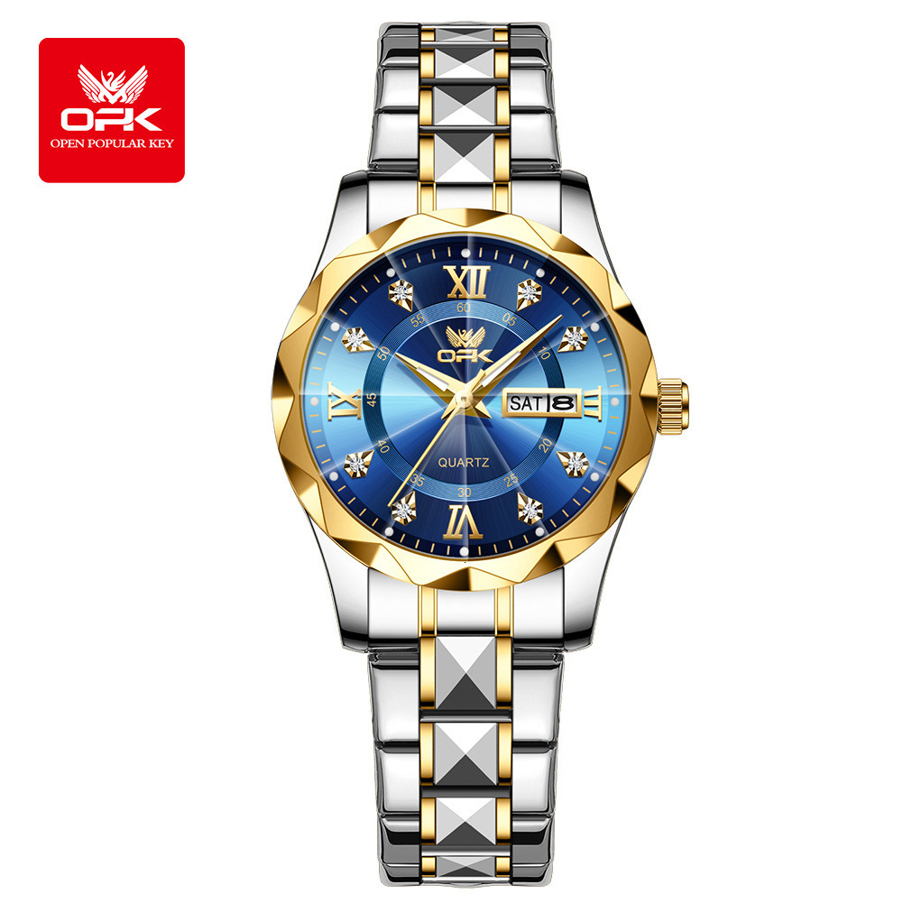 OPK Designer Women's Watch: Fashionable, Simple And Versatile Outdoor Sports Wristwatch With Dual Calendar Water Resistance And Quartz Luminescen