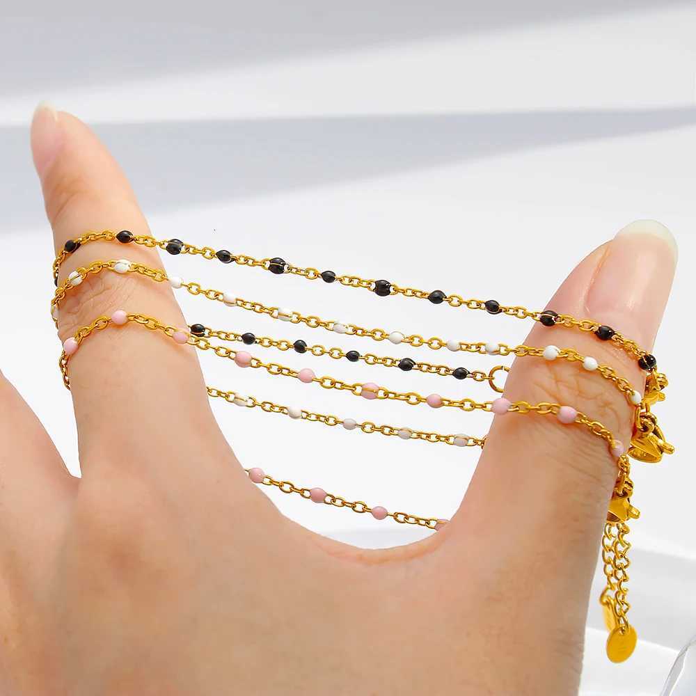 Elegant Beaded Chain 18K Gold Plated Stainless Steel Dainty Stackable Everyday Jewelry Accessory M251213