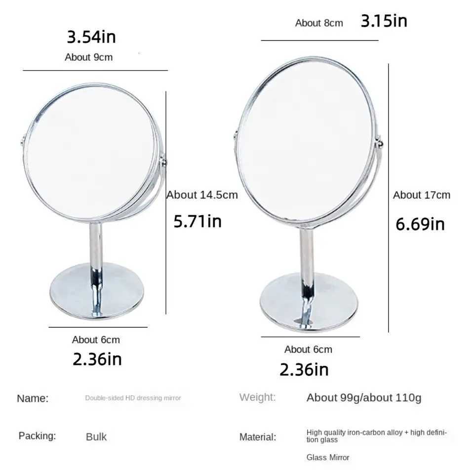 High Quality Iron-carbon Alloy Makeup Mirror Silver Oval Double Cosmetic Mirror Glass MirrorT251213