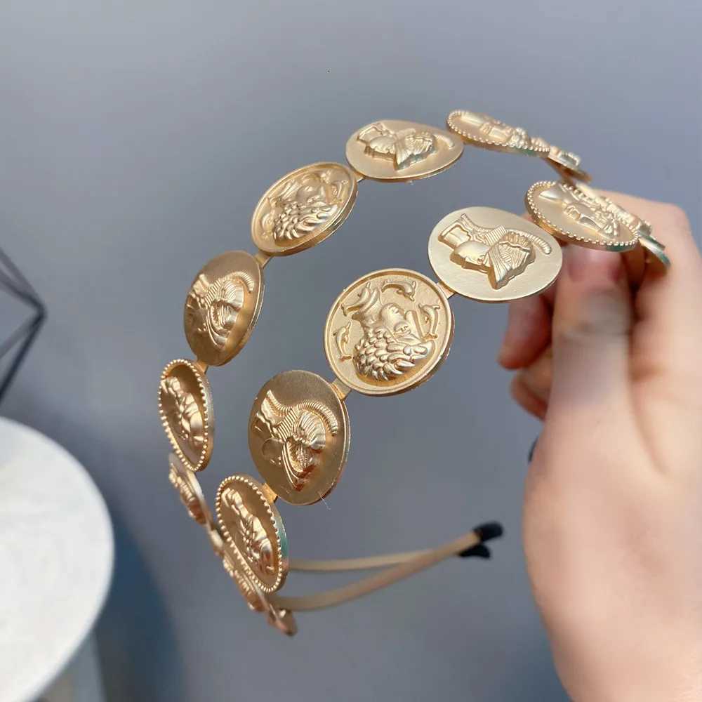 Golden Retro Portrait Crown band Rhinestone Metal Haiands Luxury Hair Decorate band Alloy Hair Hoops Hair Accories Y251213