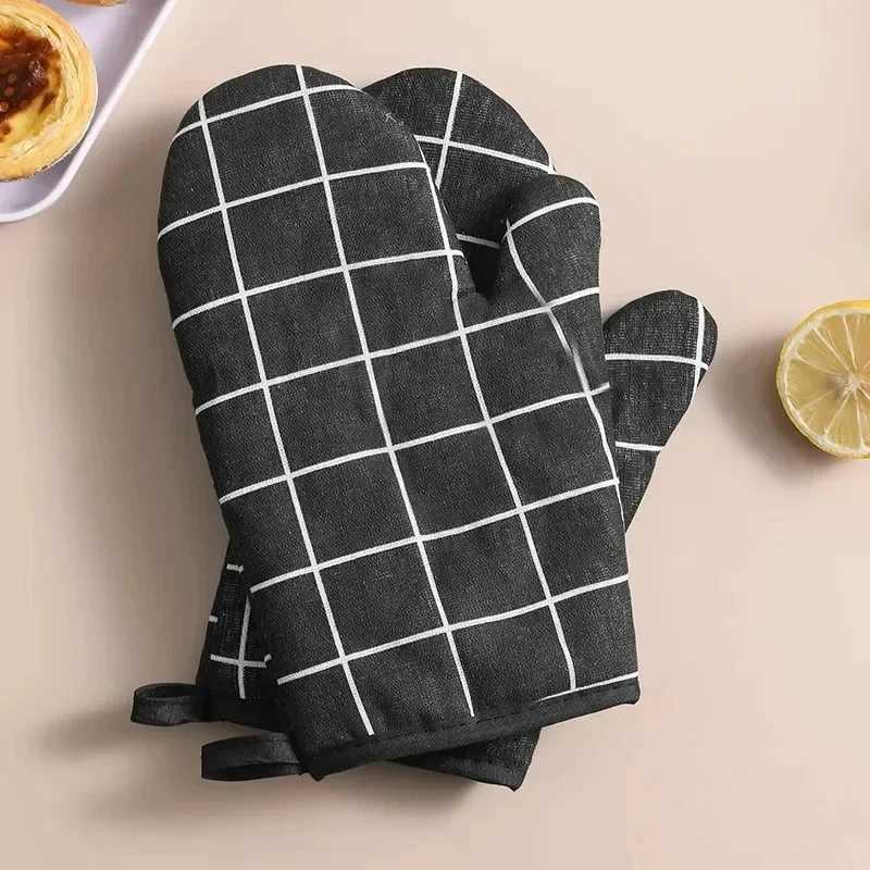 Heat-Resistant Microwave Oven Gloves High-Temp Insated Kitchen Gloves Pattern Soft Fabric Wrist Straps Kitchen Tools H251212