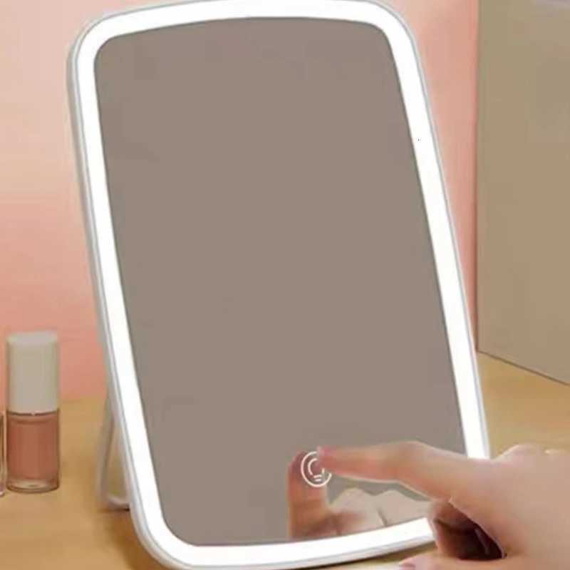 LED Makeup Mirror with Stand Touch Screen 3 Colors Rechargeable Vanity Mirror Portable Tabletop Travel Dimming Cosmetic MirrorT251213