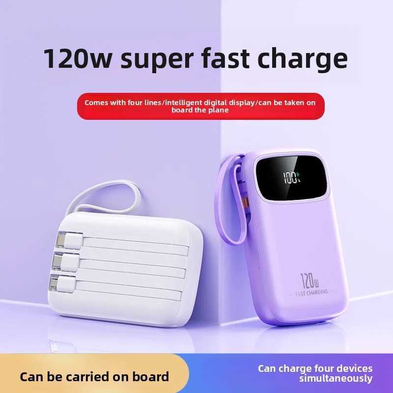 20000mAh Large Capacity Portable Power Bank with Built-in Cable er Fast Charging Mini and Cpact Ces with 3 Lines H251213
