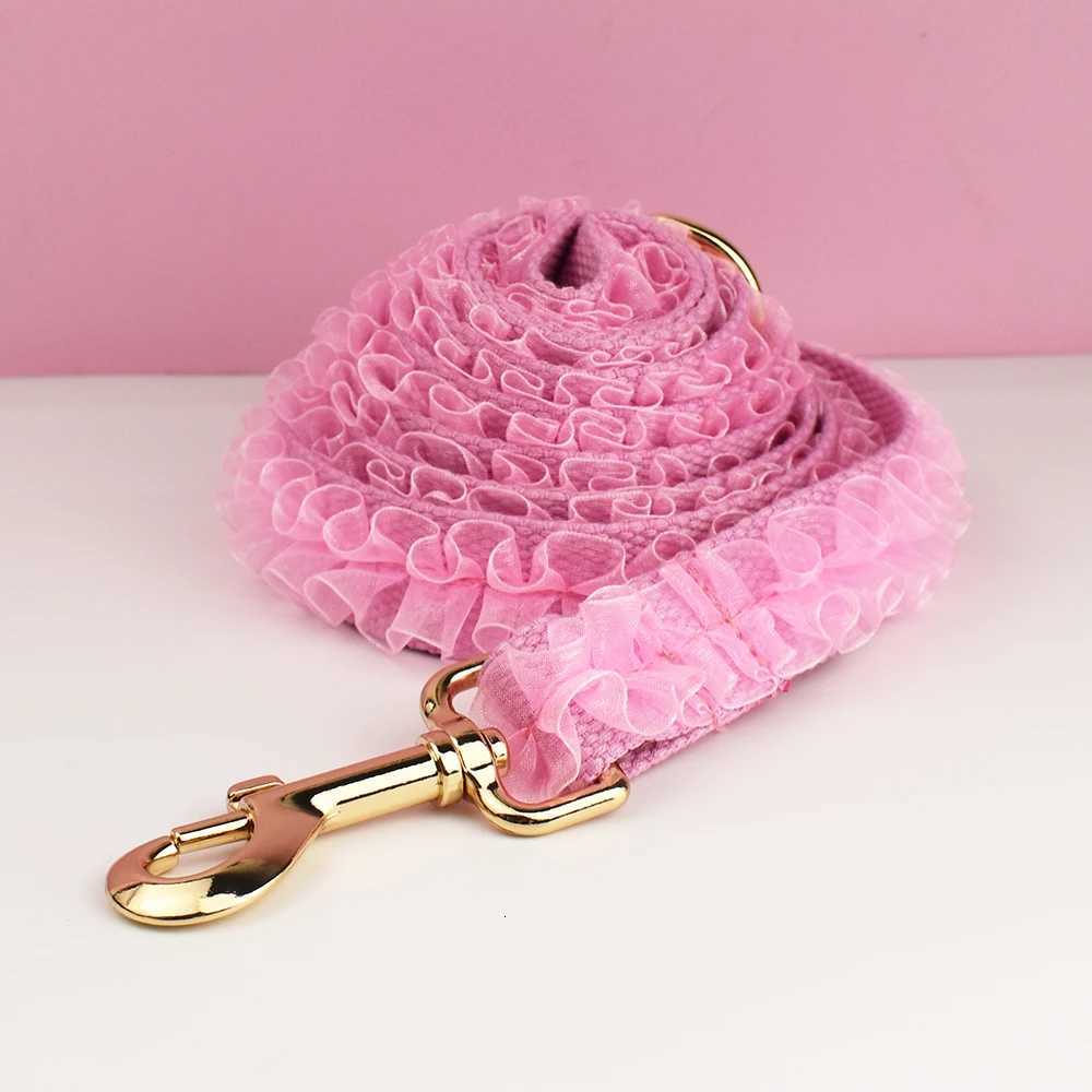 Custom Engraved Pink Lace Dog Collar - Personalized PetHarness Luxury Dog Accessories with Nameplate for Wedding Lace 02 M251213