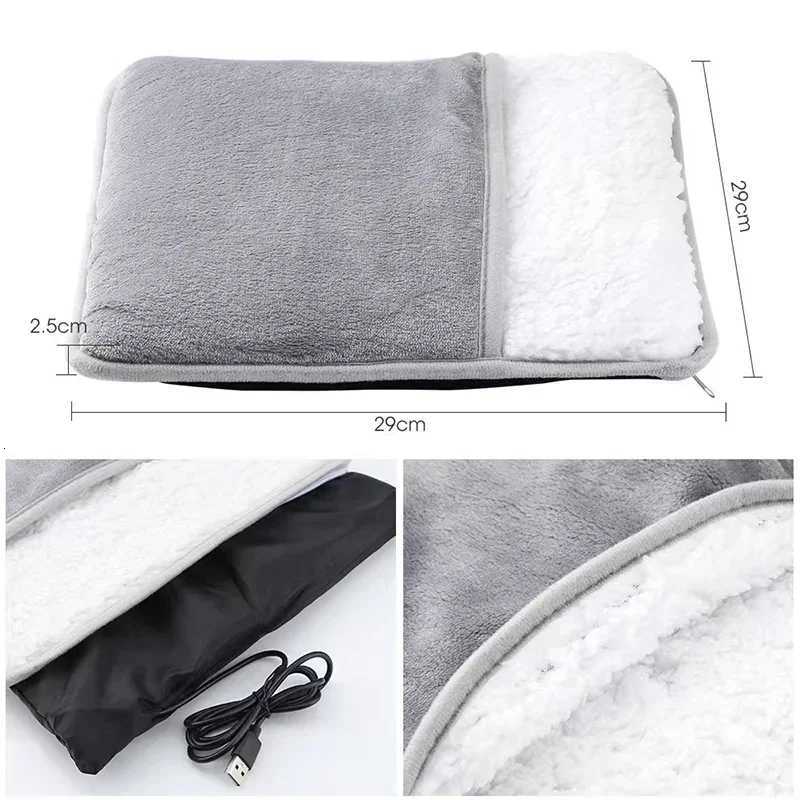 Portable USB Electric Foot Heating Pad Washable Soft Plush Foot Heater Winter Foot Warming Mat for BedUnder DeskHome light Y251212