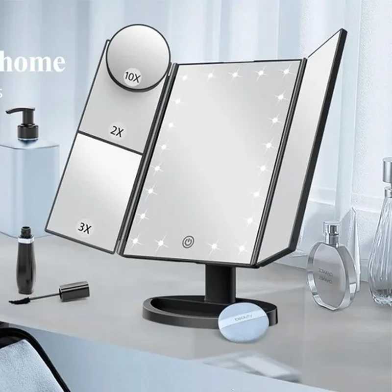 Makeup Vanity Mirror With Lights Adjustable Brightness Mirror With 1x/2x/3x Magnification And Touch Screen Trifold Makeup MirrorT251213