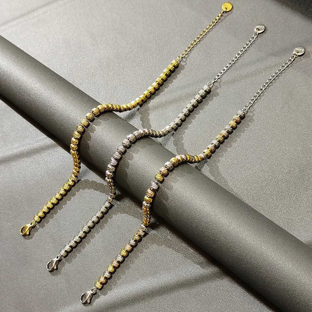 Gold Plated Metal Beaded for WomenAdjustable Stainless Steel Embossing Bead ChainChic Female Jewelry Gifts M251213