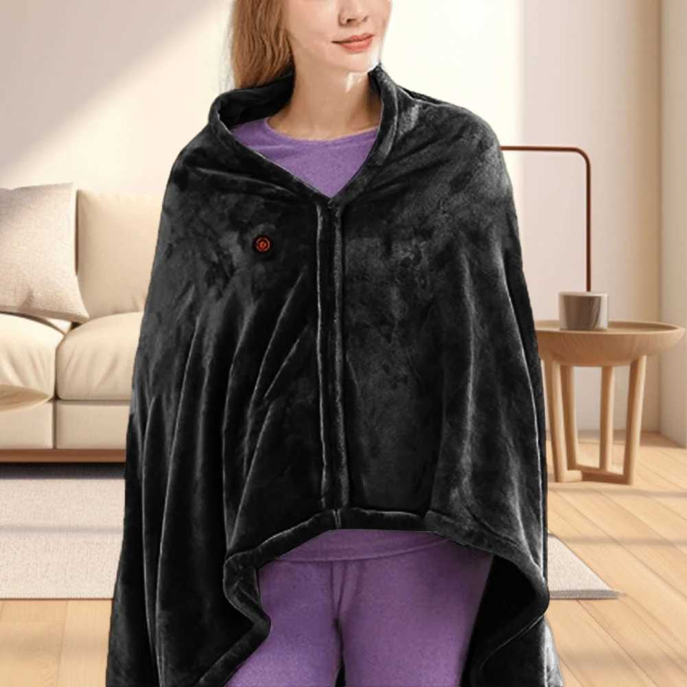 USB Heated Shawl Electric Heating Blanket 3 Heating Level Wearable Heated Poncho Throw Portable Poncho Wrap for Home Office Y251212