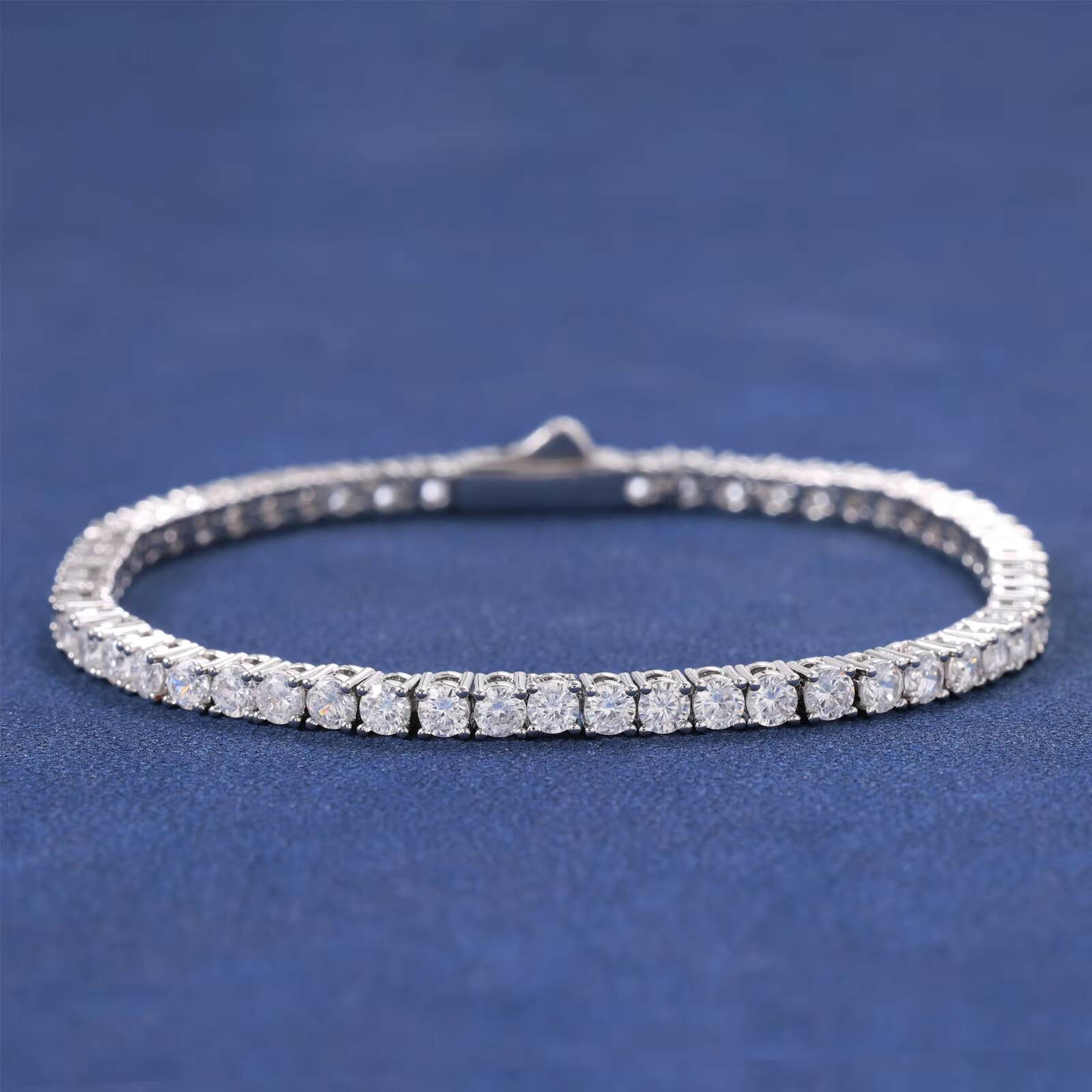 Trend 5A Moissanite Tennis Chain Hip Hop 925silver 3mm 4mm 5mm Tennis Bracelet Sparkling Gold and White Gold Jewelry