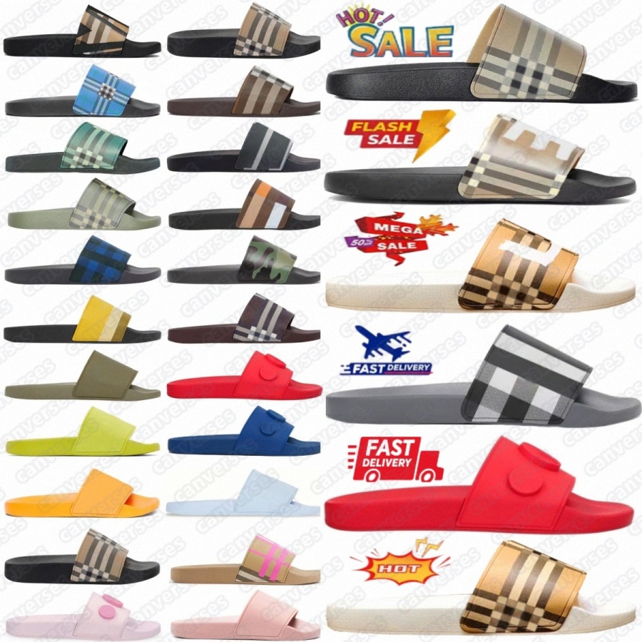 designer Urchin Slides Slipper Vintage Check Furley Embossed Print Graphic Rubber Slide Snug Brown Bake Jute Archive Beige Dark Fern Green Pale Candy #m75r#