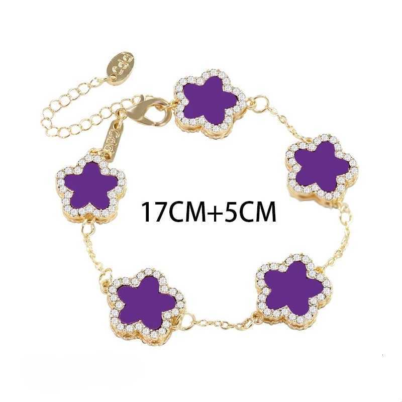 Lucky Five Flower Copper Zircon For Woman Luxury Double-Sided Plum Blossoms Adjustable Charm Chain Party Jewelry M251213