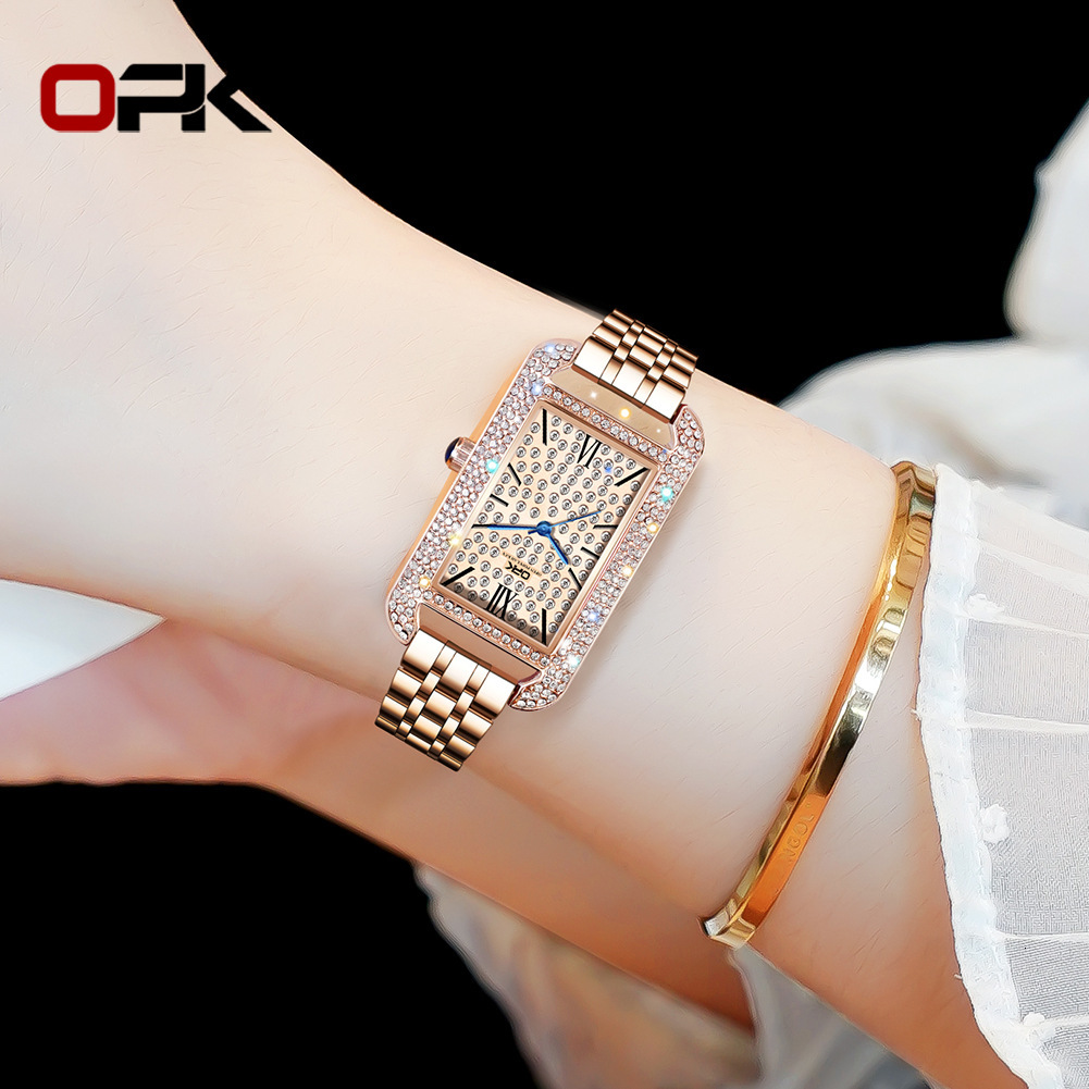 OPK Brand Designer Women's Watch, Waterproof Outdoor Sports And Casual Wristwatch, Diamond-encrusted Elegant And Unique Ladies' Watch