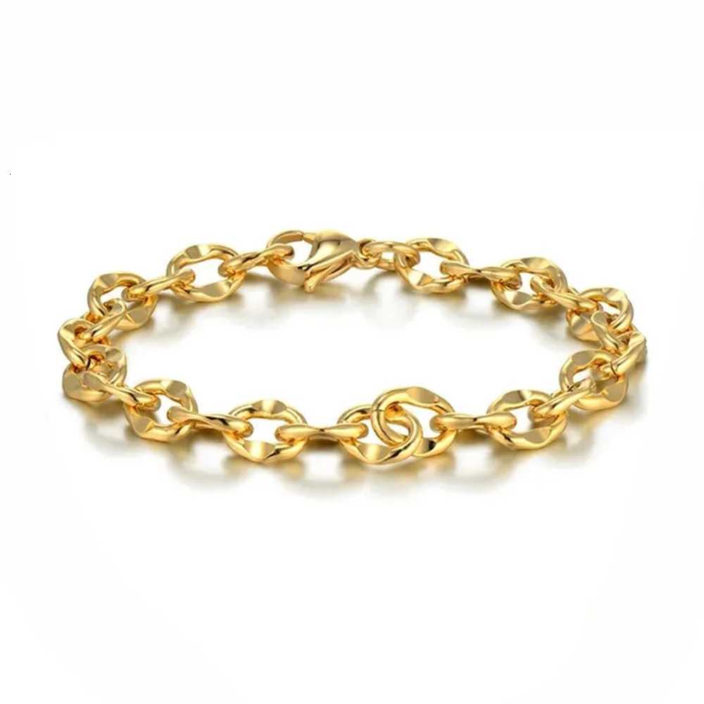 Punk 6mm Fish-mouth Shape Chain Female Gold Silver Color Stainless Steel Hand Chain s for Women Jewelry Gift M251213