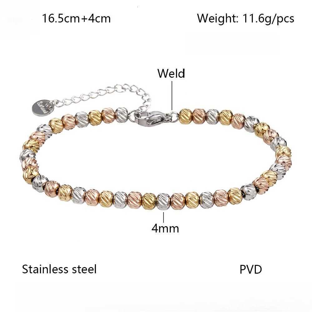 Gold Plated Metal Beaded for WomenAdjustable Stainless Steel Embossing Bead ChainChic Female Jewelry Gifts M251213