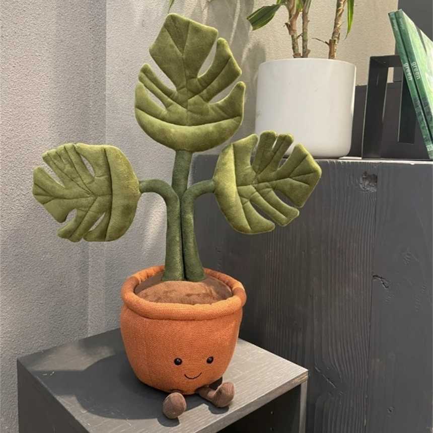 Jellys Cat Plush Monstera Potted Plant Toy Cute Figurine Display Doll Gift for Giving online