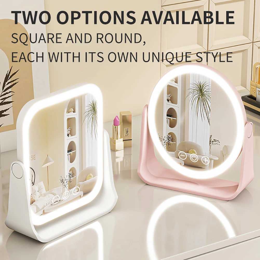 3 Colors LED Makeup Mirror Smart Eversible Dimmable Touch Screen Cosmetic Mirrors Electric Rotatable Makeup Beauty for TabletopT251213