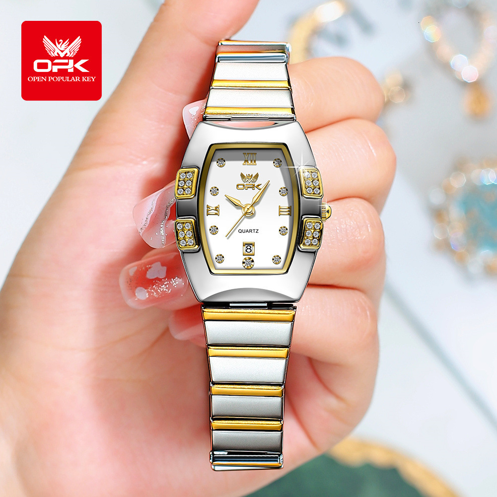 OPK Designer Women's Watch: Fashionable, Simple And Luxurious Outdoor Sports Wristwatch, Square Steel Band Waterproof Luminous Quartz Women's Watch