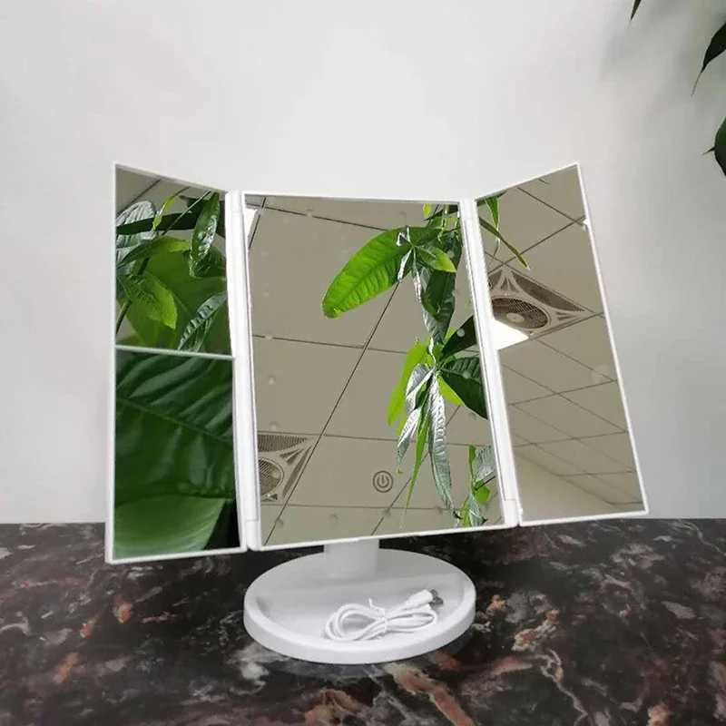 Folding Makeup Mirror with Lights 22 LED Light Up Mirror with 2X/3X Magnification Mirror Touch Screen 180 Degree RotateT251213