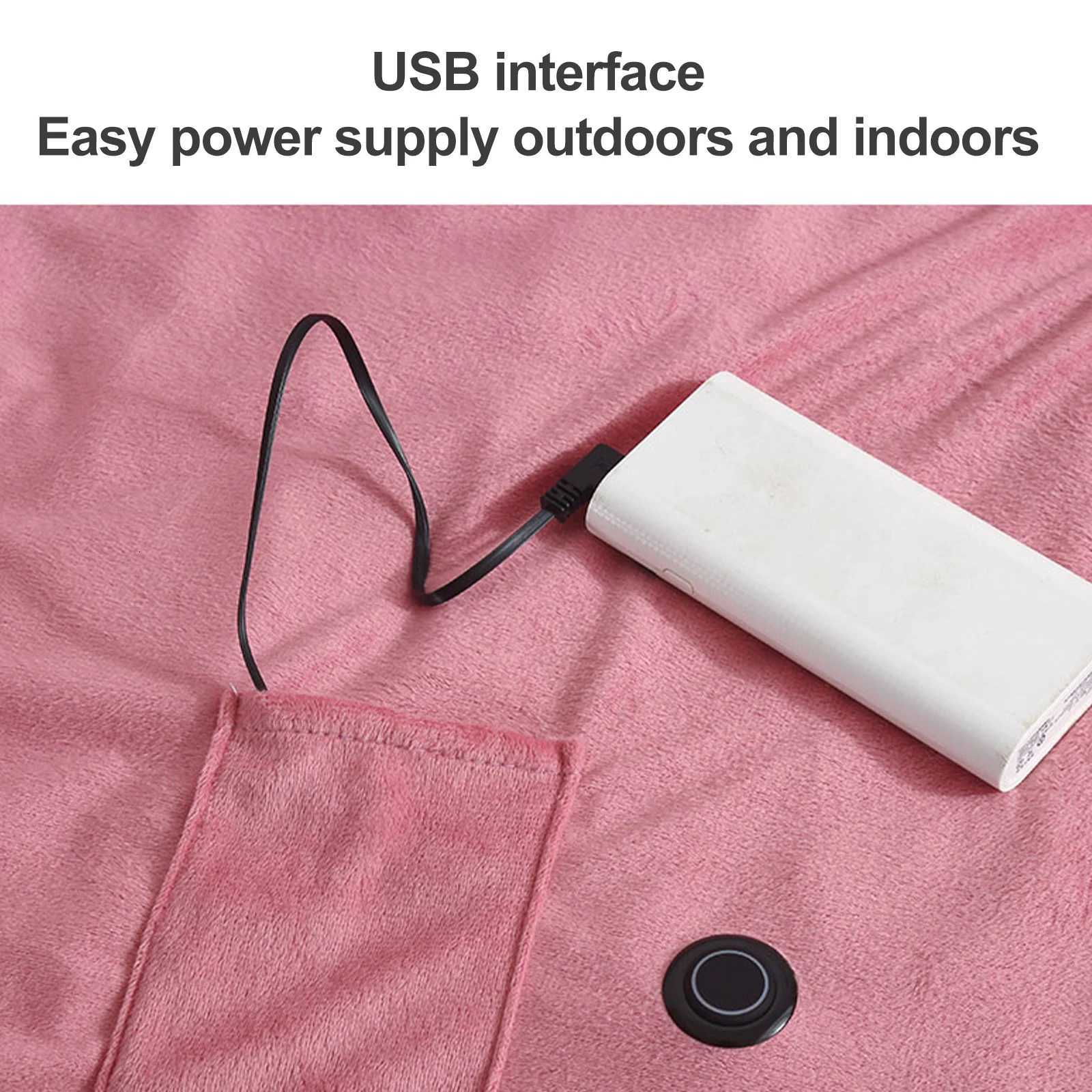 Wearable USB Electric Blanket Heating Blanket with Timing Function 3 Gear Adjustment Pink Y251212