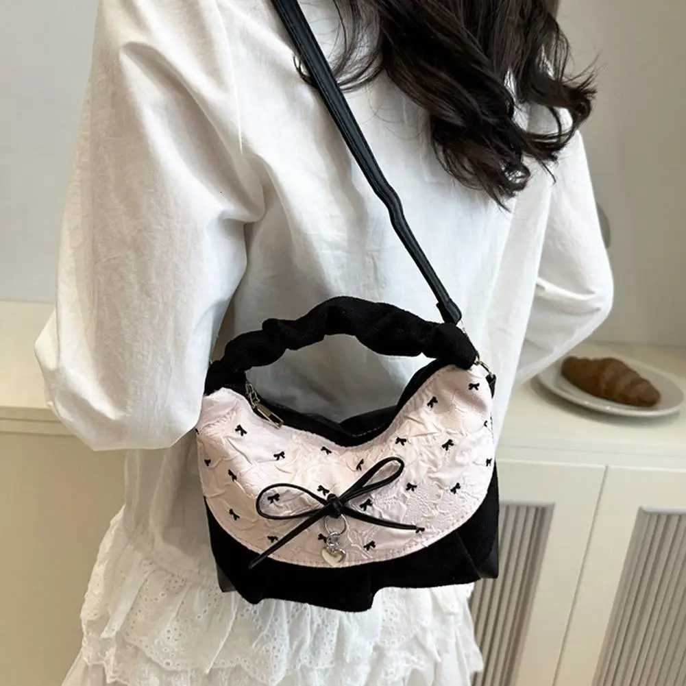 Bow Lace Splicing Dumpling Handbag Grid French Underarm pouch Tote bag Single-shoulder crossbody bag Daily commuting bagT251213