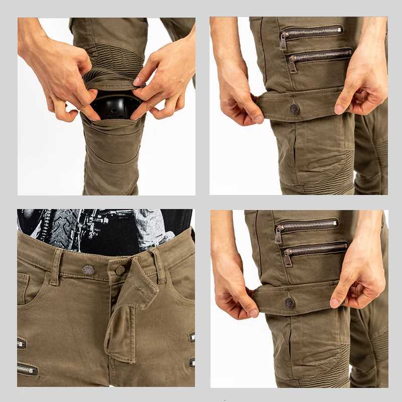 New Double Zipper Metal Style Motocross Moto Trousers Men For Woman Outdoor Riding Jeans With Protective Gear Motorcycle Pants H260411