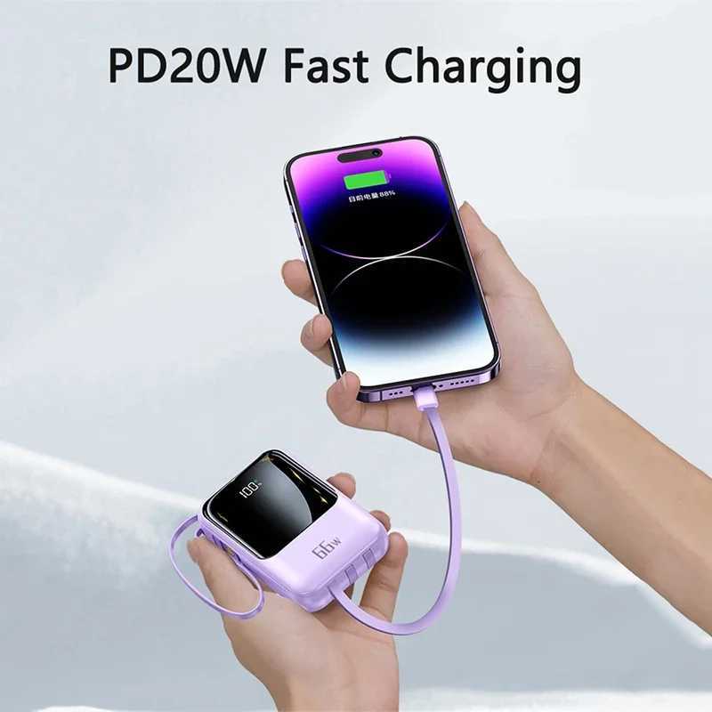 JayoWade Newest 66W Fast Charging Mini Power Bank 20000mAh Cable for iPhone Portable Battery Charger Powerbank H251213