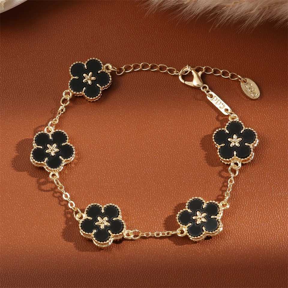 Yupsk Fashion Five Flower Charm For Women Girls Colorful Imitation Fritillary Gold Color Chain s Jewelry Gift M251213