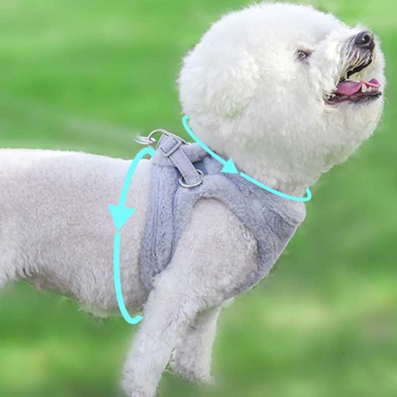 Winter Puppy Dog Harness and Leash Sets Warm Rabbit Plush Pet Harnesses for Small Dogs Cats Pomeranian Yorkshire arnes perro M251213