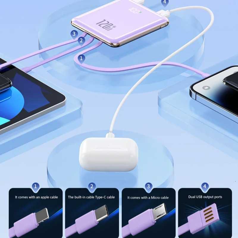 50000mAh tra Thin Portable Charger with Built-in Cable er Fast Charging Power Bank for Suitable for IPhone H251213