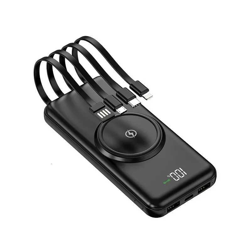 30000mAh Wireless Power Bank Built-in Cable Portable Charger Universal Mobile Phone External Spare Battery for IPhone Powerbank H251213