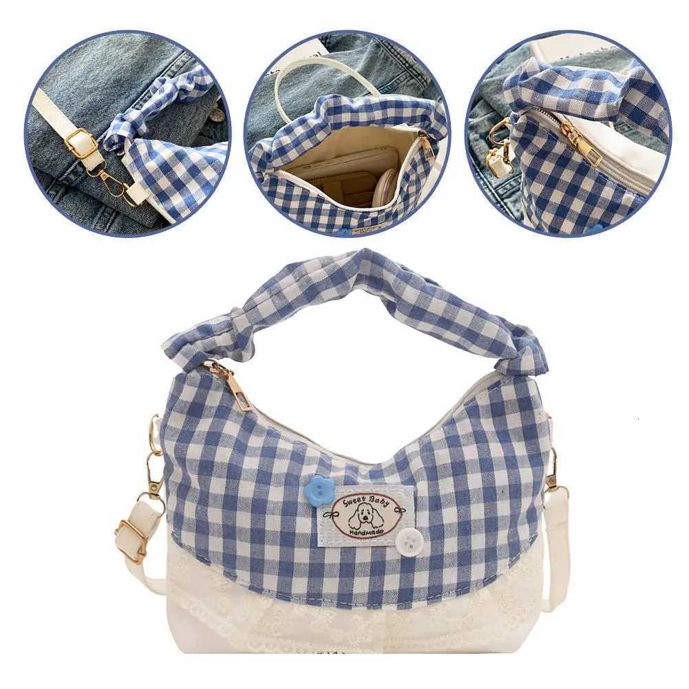 Bow Lace Splicing Dumpling Handbag Grid French Underarm pouch Tote bag Single-shoulder crossbody bag Daily commuting bagT251213