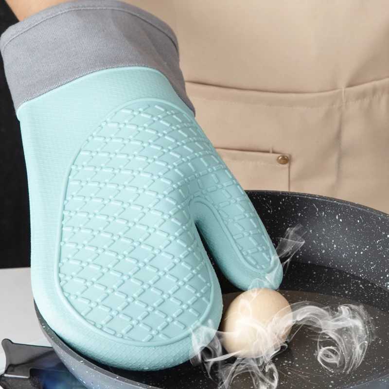 New Cute Silicone Kitchen Single Oven Glove Mitts Insation Heat Resistant Oven Microwave Glove Baking Tools H251212